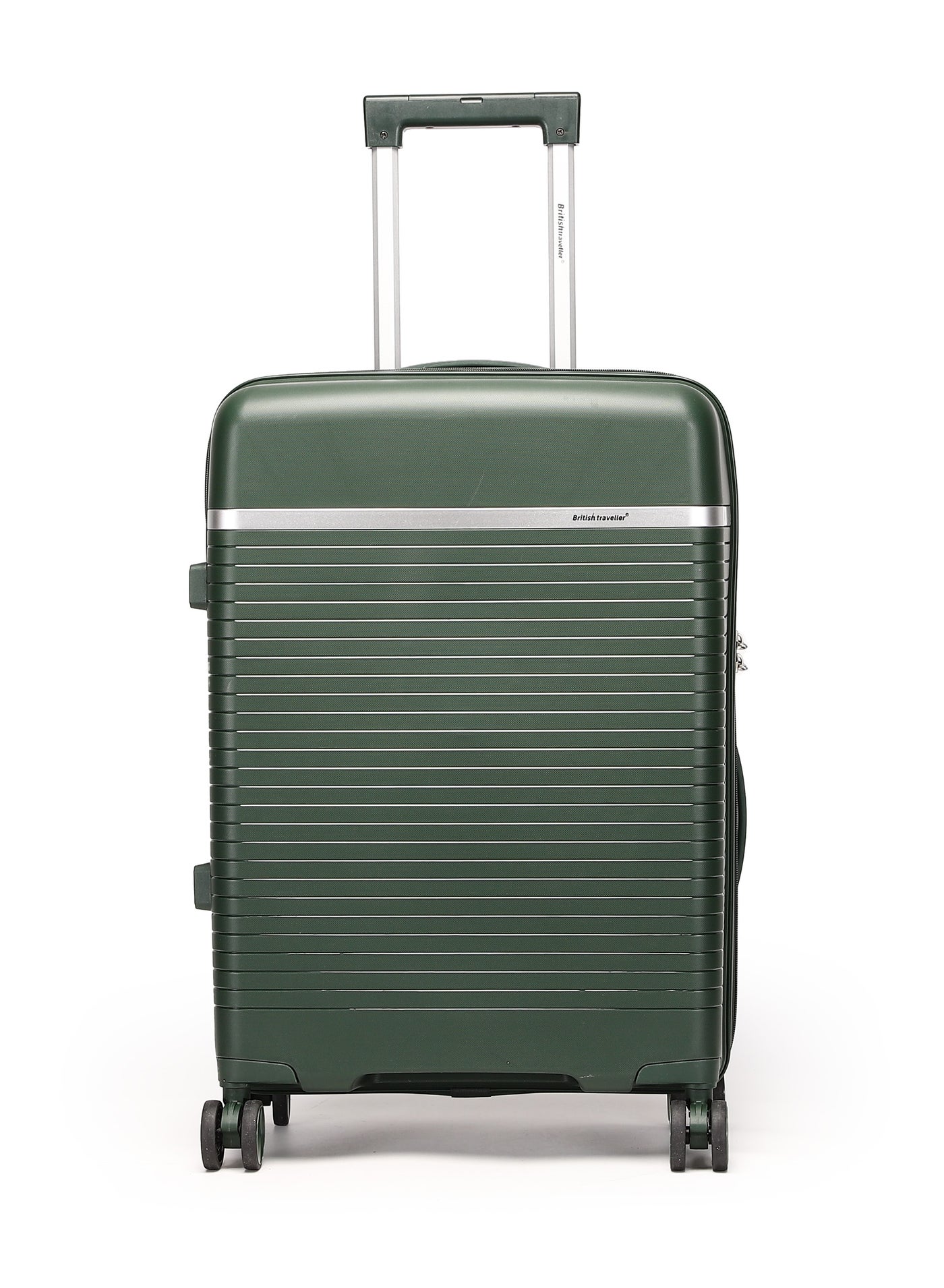 Single Polypropylene Luggage - Medium 24"| Suitcases with Phone Holder, 360° Spinner Wheels, TSA Lock & Telescopic Handle | Durable Water & Scratch Resistant Hard Shell - Green