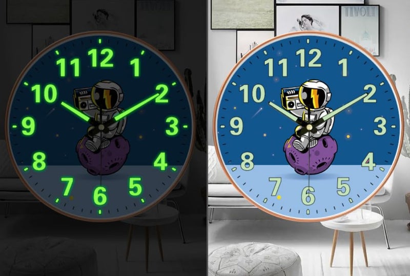 STAR WORK Modern 12 Inch Silent Wall Clock with Glow-in-The-Night Radium, Non-Ticking Mechanism & Big Numbers – Perfect for Living Room, Bedroom, Hall & Home Décor(RADUIM Radio) - Image 1