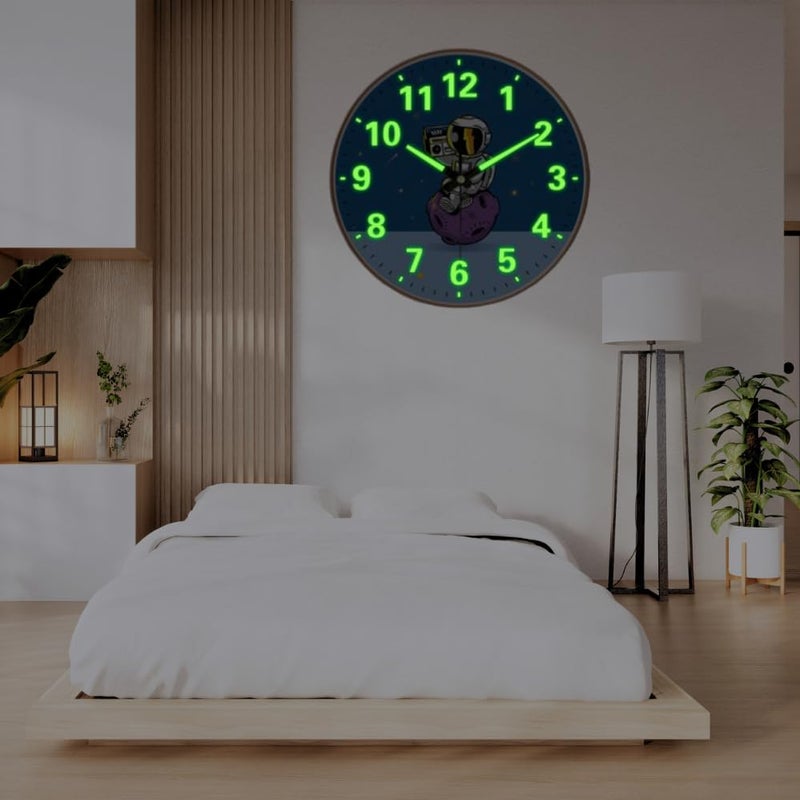 STAR WORK Modern 12 Inch Silent Wall Clock with Glow-in-The-Night Radium, Non-Ticking Mechanism & Big Numbers – Perfect for Living Room, Bedroom, Hall & Home Décor(RADUIM Radio) - Image 4