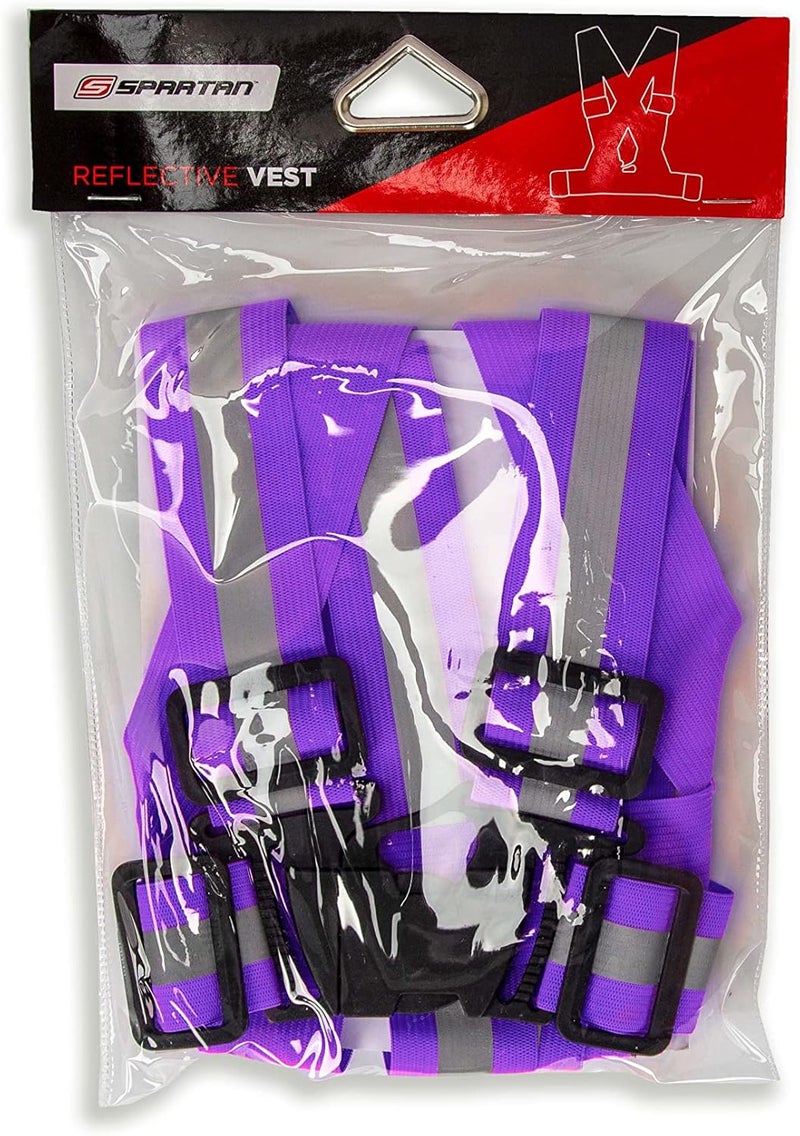 Spartan Reflective Cycling Safety Vest – High Visibility Purple Lightweight Mesh with Adjustable Straps, Breathable Design for Night Riding, Running & Outdoor Safety Gear | SP-9104 - Image 5