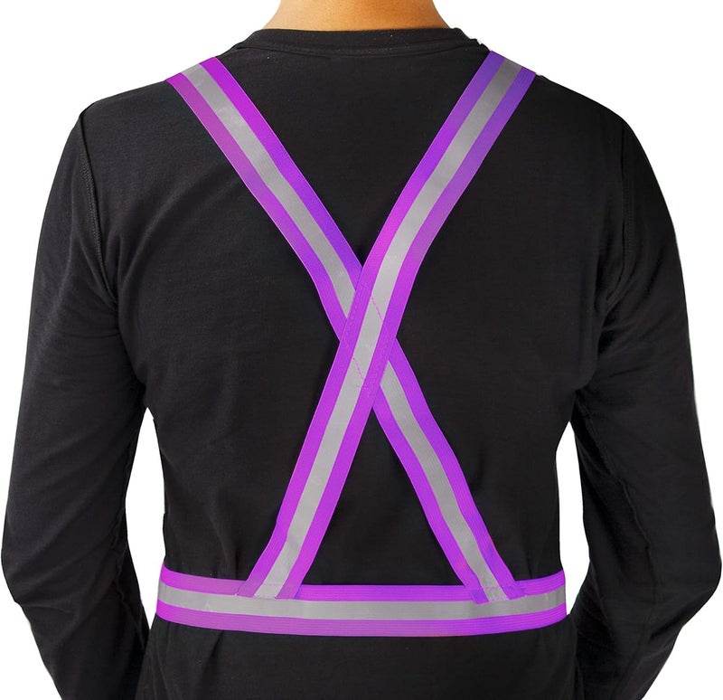 Spartan Reflective Cycling Safety Vest – High Visibility Purple Lightweight Mesh with Adjustable Straps, Breathable Design for Night Riding, Running & Outdoor Safety Gear | SP-9104 - Image 3