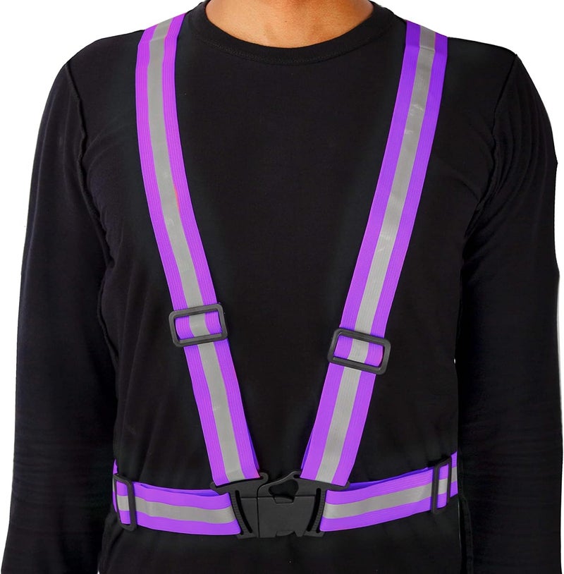 Spartan Reflective Cycling Safety Vest – High Visibility Purple Lightweight Mesh with Adjustable Straps, Breathable Design for Night Riding, Running & Outdoor Safety Gear | SP-9104 - Image 2