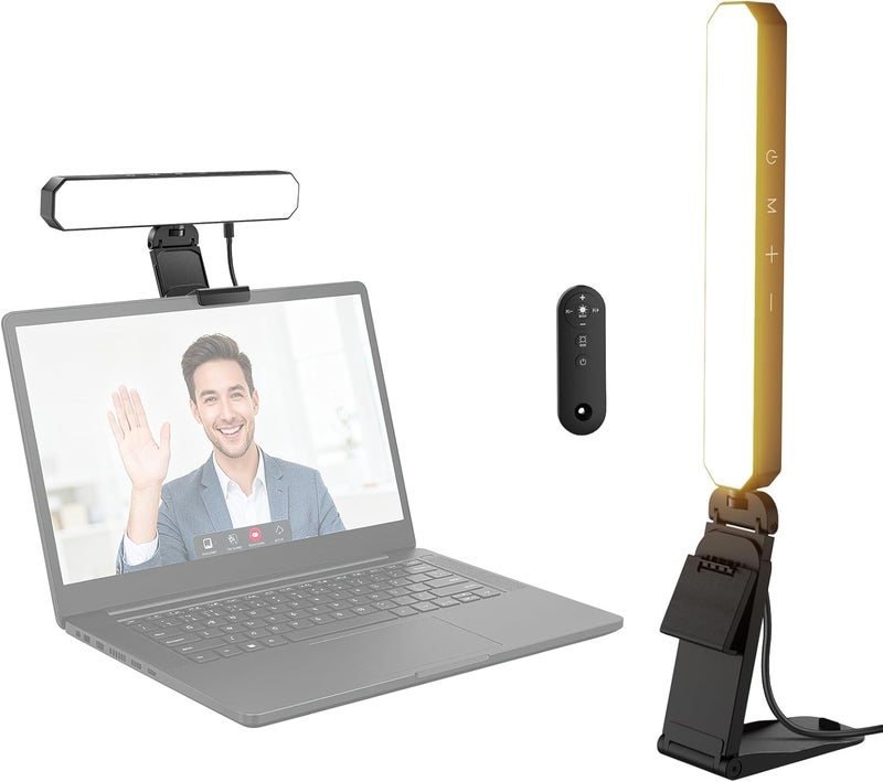 نيوير شريط إضاءة شاشة أساسيات 6 واط مع حامل/جهاز تحكم عن بعد/تحكم باللمس، مصباح مكتب LED ثنائي اللون قابل للتعتيم لإضاءة المؤتمرات المرئية للمكتب المنزلي والكمبيوتر المحمول وكاميرا الويب وألعاب Zoom والبث والقراءة، L10 - Image 1