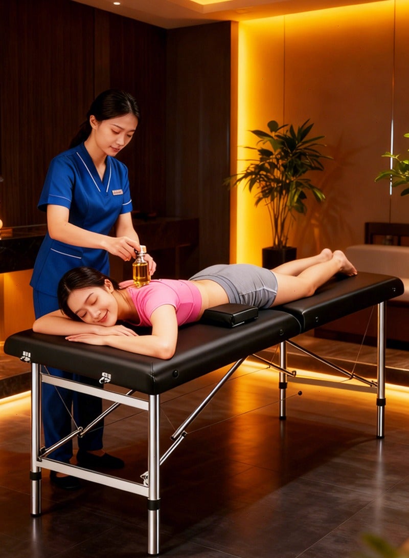 Foldable Massage Table - Professional Massage Tables & Massage Bed with Thickened Double-Fold PU Mattress & Pillow, Premium Massage Couch for Beauty Salons, Massage Therapy & Treatment Centers - Image 1