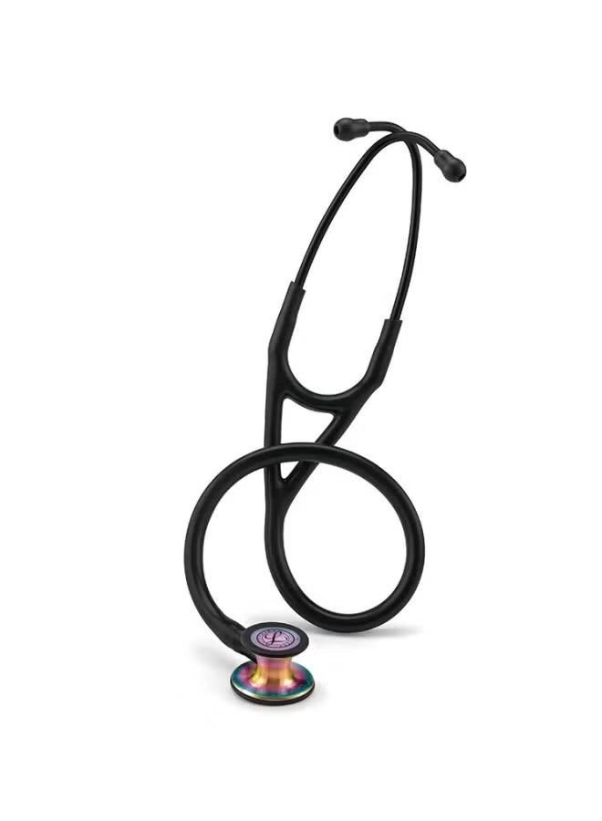 3M Littmann 3M™ Littmann® Cardiology IV™ Diagnostic Stethoscope, Rainbow-Finish Chestpiece, black stem and headset, Black Tube, 6165 - Image 2