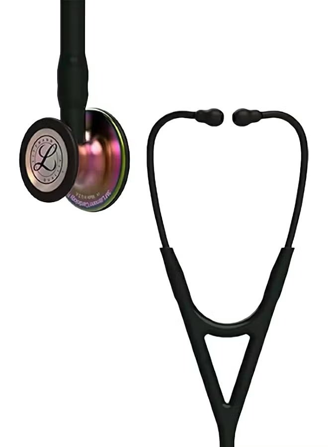 3M Littmann 3M™ Littmann® Cardiology IV™ Diagnostic Stethoscope, Rainbow-Finish Chestpiece, black stem and headset, Black Tube, 6165 - Image 1