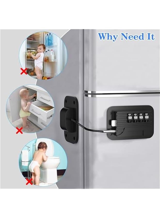 HOOKOR 2 Pack Refrigerator Fridge Freezer Door Lock with Password, Child Proof Door Lock for Kitchen Refrigerator, Cabinets and Drawers, Closets, Windows, Doors-No Tools Need or Drill - Image 2