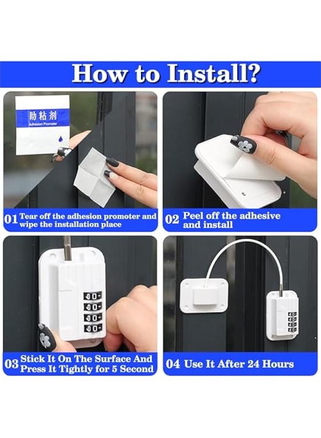 HOOKOR 2 Pack Refrigerator Fridge Freezer Door Lock with Password, Child Proof Door Lock for Kitchen Refrigerator, Cabinets and Drawers, Closets, Windows, Doors-No Tools Need or Drill - Image 3