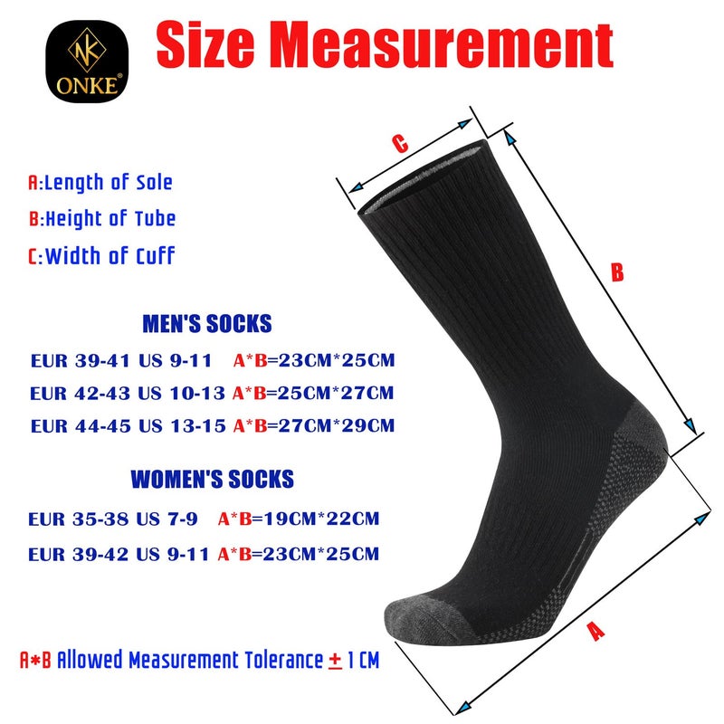 ONKE Max Full Cushion Crew Socks for Men Heavy Duty Work Boot Steel Toe Workout Athletic Thick Warm Moisture Wicking Control(Black M) - Image 5