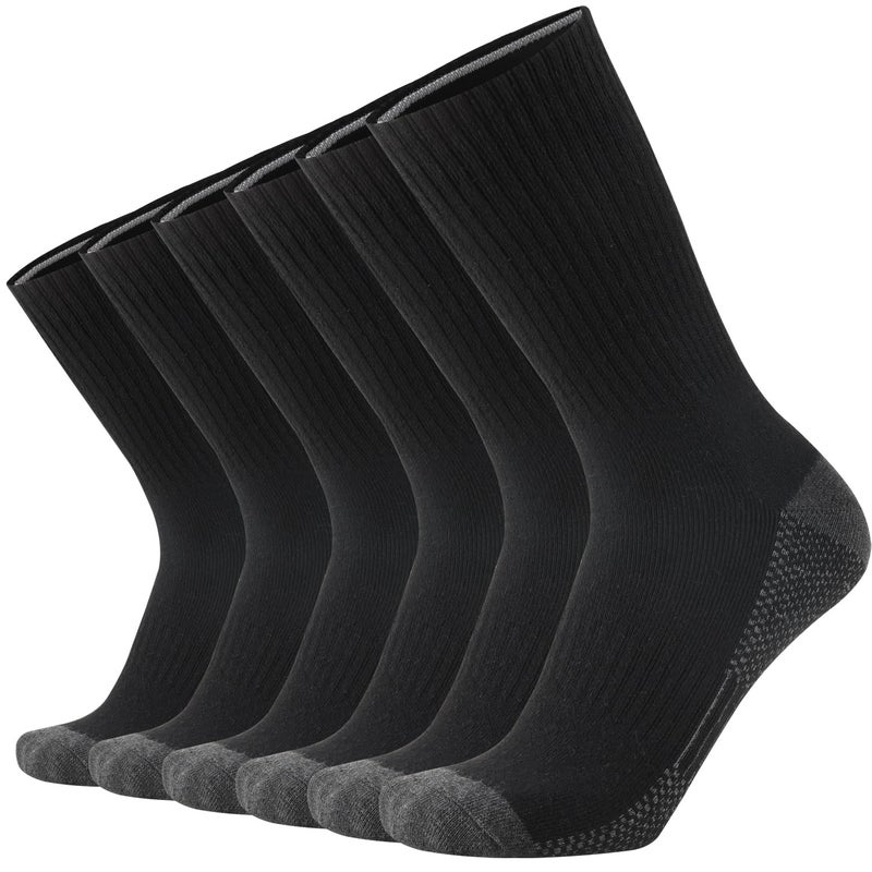 ONKE Max Full Cushion Crew Socks for Men Heavy Duty Work Boot Steel Toe Workout Athletic Thick Warm Moisture Wicking Control(Black M) - Image 1