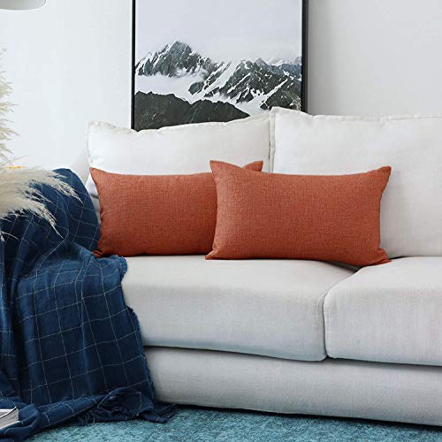 Khooti Jute Cushion Cover, Throw Pillow Cover for Couches, Chairs, Sofas, Beds, Coffee Tables, Living Rooms, Bedrooms, Modern Boho Design, 18X28 Inches/45X70 Cm | Orange | Set of 1 - Image 1