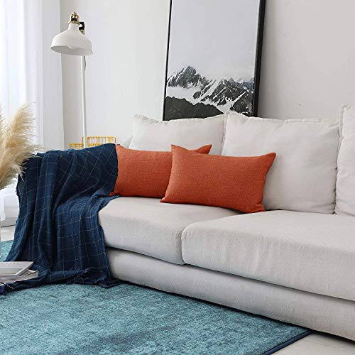 Khooti Jute Cushion Cover, Throw Pillow Cover for Couches, Chairs, Sofas, Beds, Coffee Tables, Living Rooms, Bedrooms, Modern Boho Design, 18X28 Inches/45X70 Cm | Orange | Set of 1 - Image 2