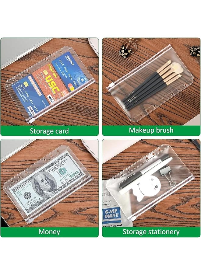erorex - 12 Pcs A6 Binder Pockets 6 Hole Budget Flipchart Transparent Cash Envelope Transparent Zip Flipchart Pockets For A6 6 Ring Budget Flipchart Pvc Document Holder - Image 1