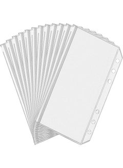 12 Pcs A6 Binder Pockets 6 Hole Budget Flipchart Transparent Cash Envelope Transparent Zip Flipchart Pockets For A6 6 Ring Budget Flipchart Pvc Document Holder
