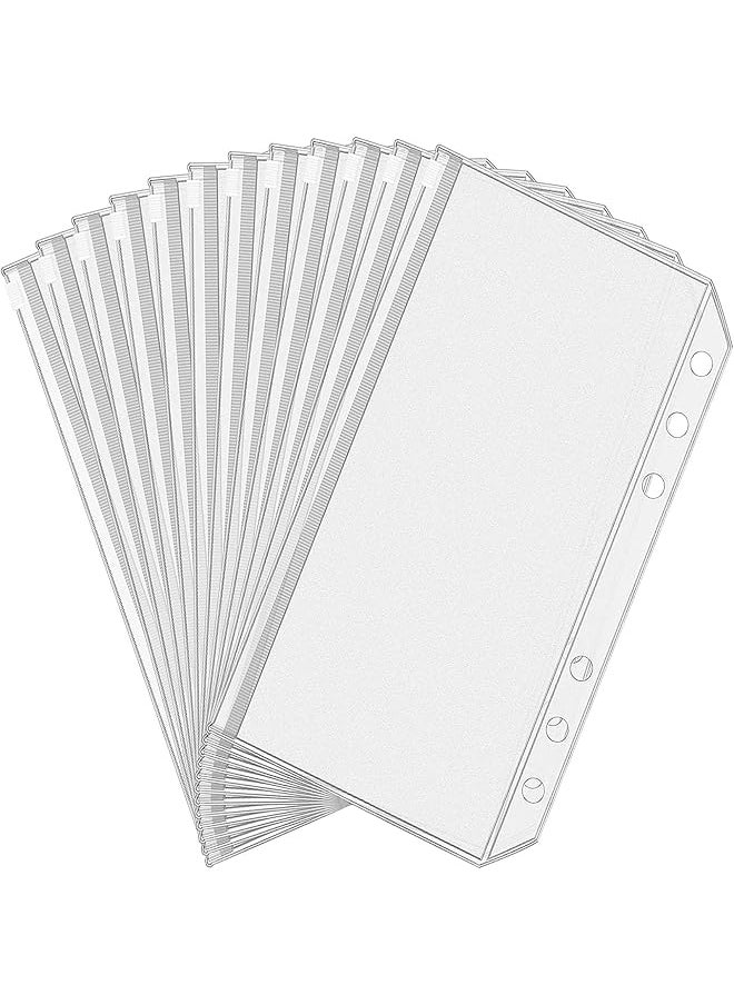 erorex - 12 Pcs A6 Binder Pockets 6 Hole Budget Flipchart Transparent Cash Envelope Transparent Zip Flipchart Pockets For A6 6 Ring Budget Flipchart Pvc Document Holder - Image 1