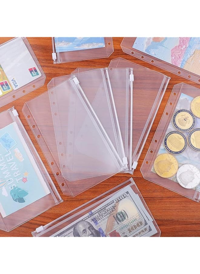 erorex - 12 Pcs A6 Binder Pockets 6 Hole Budget Flipchart Transparent Cash Envelope Transparent Zip Flipchart Pockets For A6 6 Ring Budget Flipchart Pvc Document Holder - Image 1