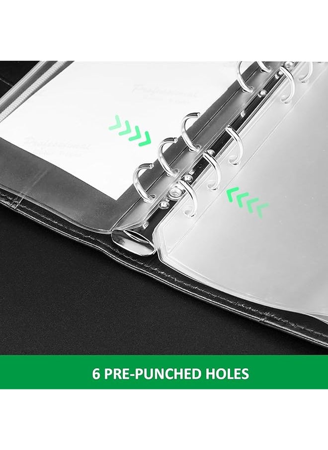 erorex - 12 Pcs A6 Binder Pockets 6 Hole Budget Flipchart Transparent Cash Envelope Transparent Zip Flipchart Pockets For A6 6 Ring Budget Flipchart Pvc Document Holder - Image 1