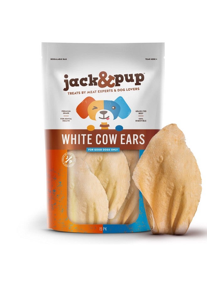 Jack&Pup White Cow Ears For Dogs | Single Ingredient, 100% Natural Healthy Dog Treats Cow Ear Dog Chews (15 Pack) - Image 1