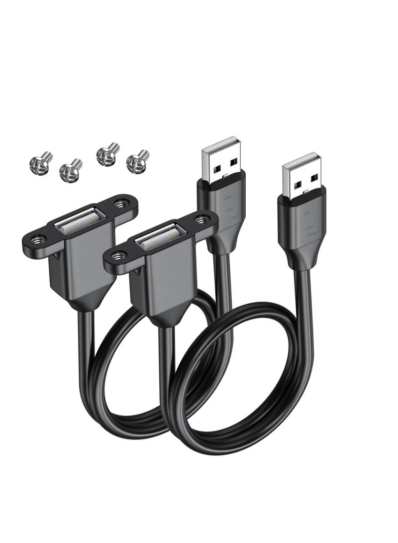 Captaintech 2Pack USB2.0 Male to Female Extension Cable with Ears can be Fixed Various Chassis/Cabinets/Panels USB Extender W/Screw nut for USB Panel Mount (USB2.0, 3FT) - Image 1