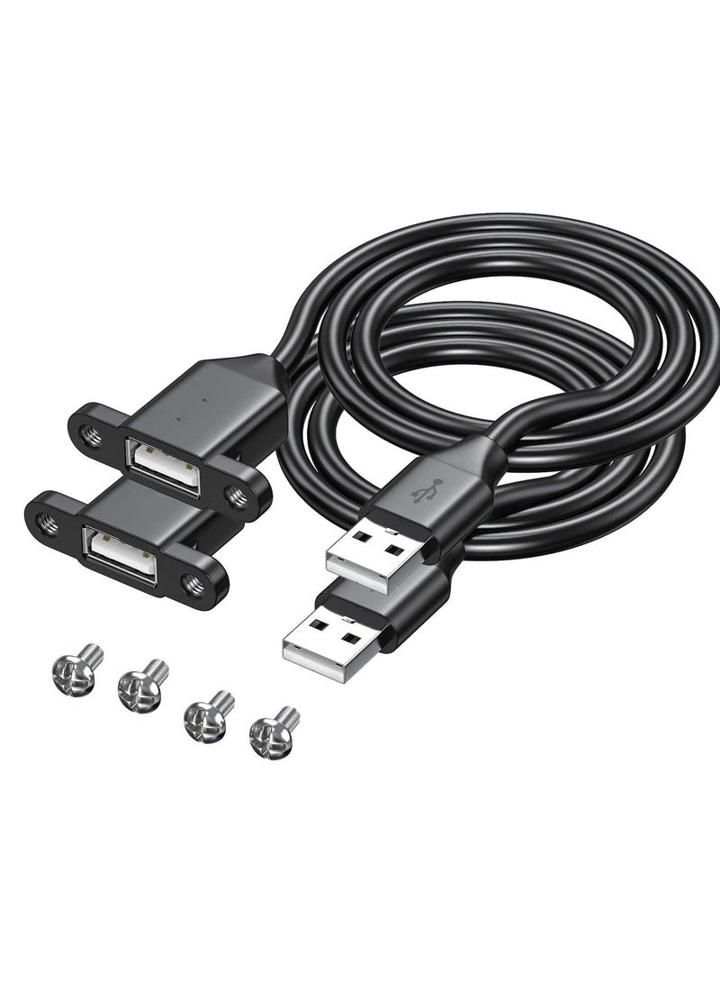 Captaintech 2Pack USB2.0 Male to Female Extension Cable with Ears can be Fixed Various Chassis/Cabinets/Panels USB Extender W/Screw nut for USB Panel Mount (USB2.0, 3FT) - Image 2