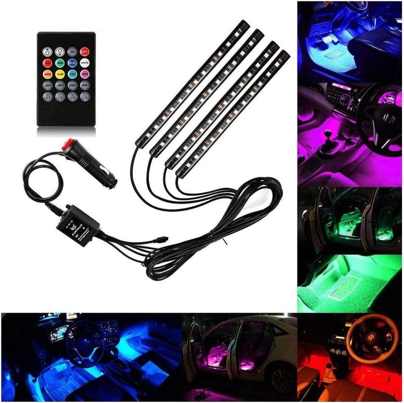 Led strip for car salon and pedals - sound sensor with lighting - remote control - Image 3