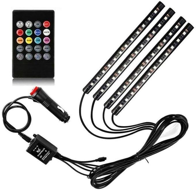 Led strip for car salon and pedals - sound sensor with lighting - remote control - Image 1