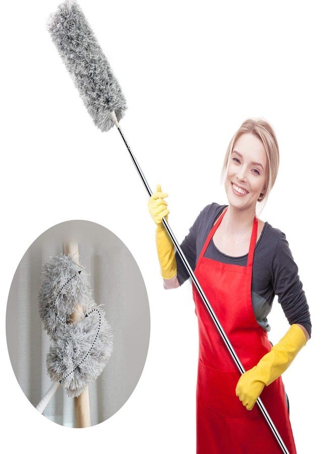 Fredysu Webster Cobweb Duster, Feather Duster for Home, Extendable Dusters for Cleaning High Ceiling Fans, Hand Wall Duster, Long and Washable Dust Brush Gray - Image 1