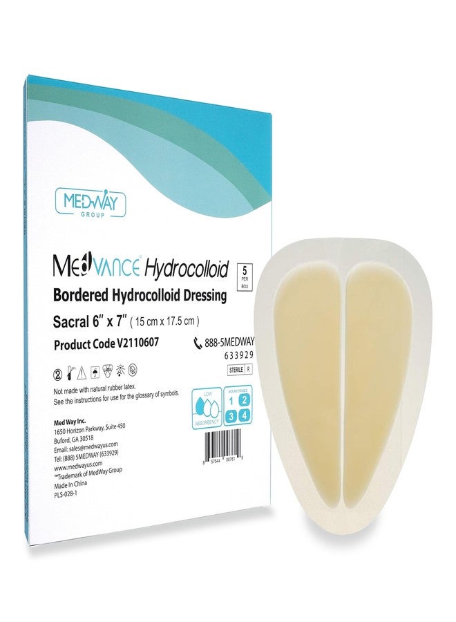 MedVance Hydrocolloid – Bordered Hydrocolloid Adhesive Dressing, Sacral, 6"X 7" Box of 5 DRESSINGS - Image 1