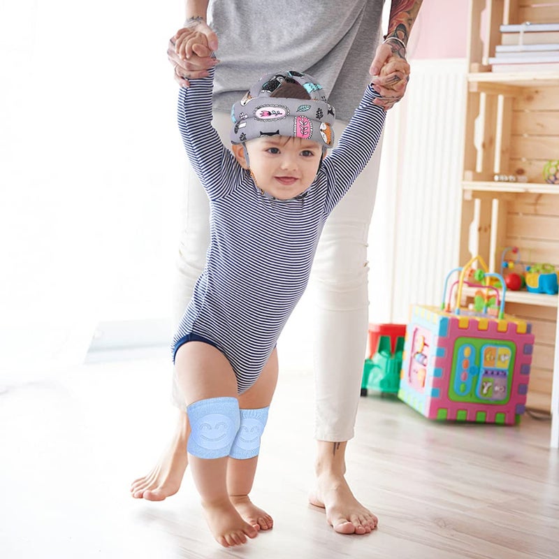 Umtiti Baby Adjustable Helmet, Lightweight and Soft, with 3 Pairs Baby Knee Pads for Crawling & 3 Pairs Baby Socks, Great for Baby Learning to Walk and Crawl. Forest,Gray+6 - Image 3