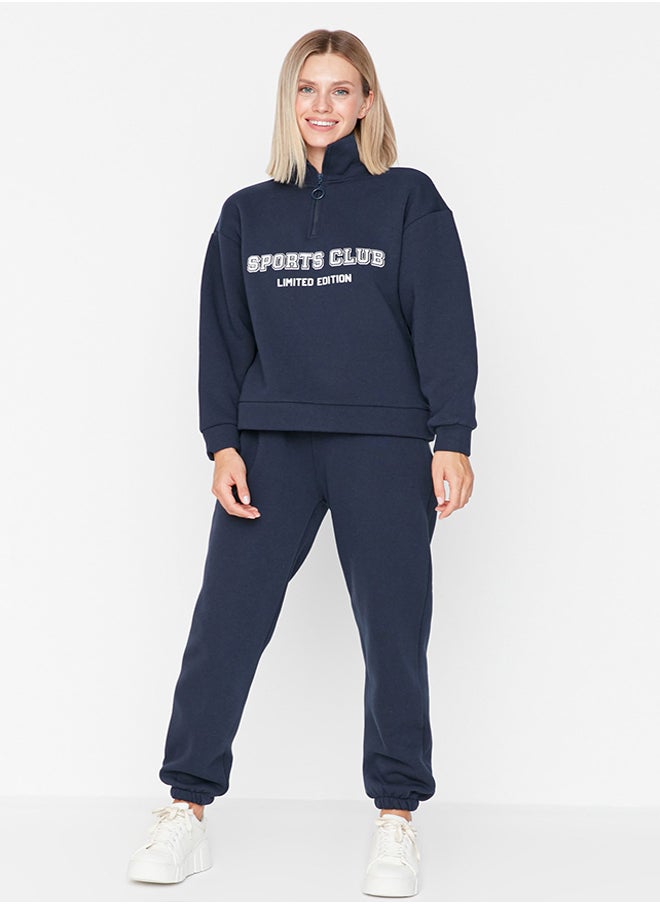trendyol - Navy Blue Loose Jogger Fleece Inside Knitted Sweatpants TWOAW23EA00151 - Image 1