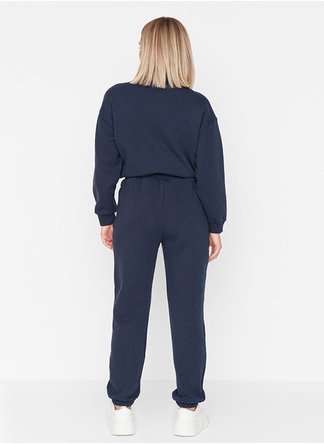 trendyol - Navy Blue Loose Jogger Fleece Inside Knitted Sweatpants TWOAW23EA00151 - Image 1