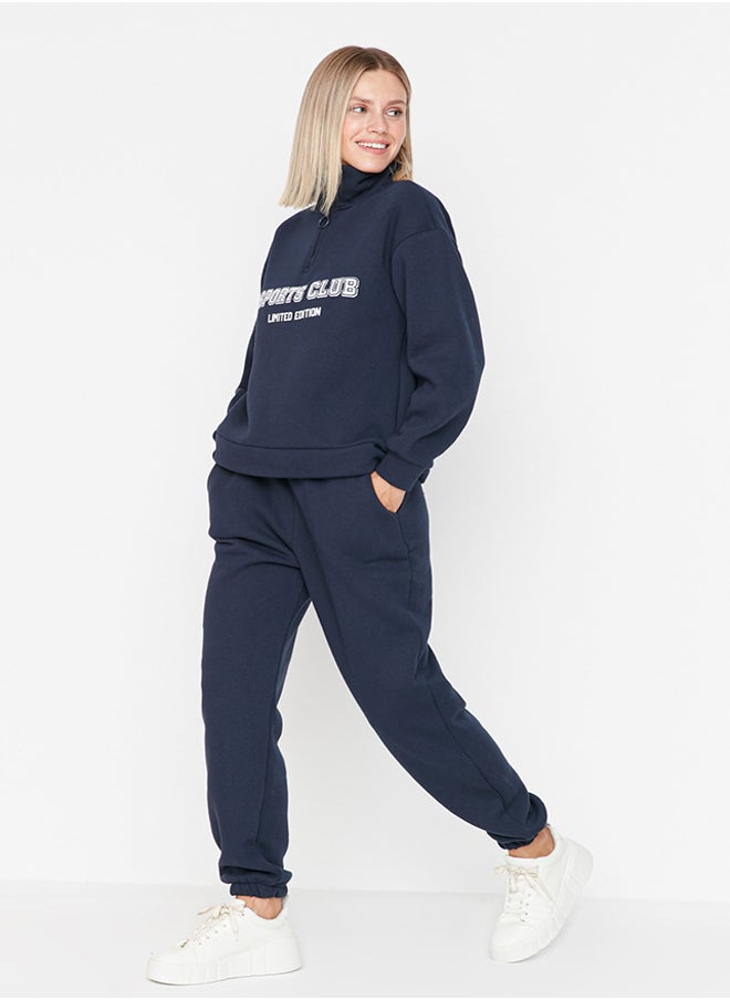 trendyol - Navy Blue Loose Jogger Fleece Inside Knitted Sweatpants TWOAW23EA00151 - Image 1