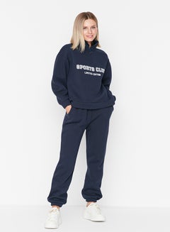 trendyol Navy Blue Loose Jogger Fleece Inside Knitted Sweatpants TWOAW23EA00151  - Image 4