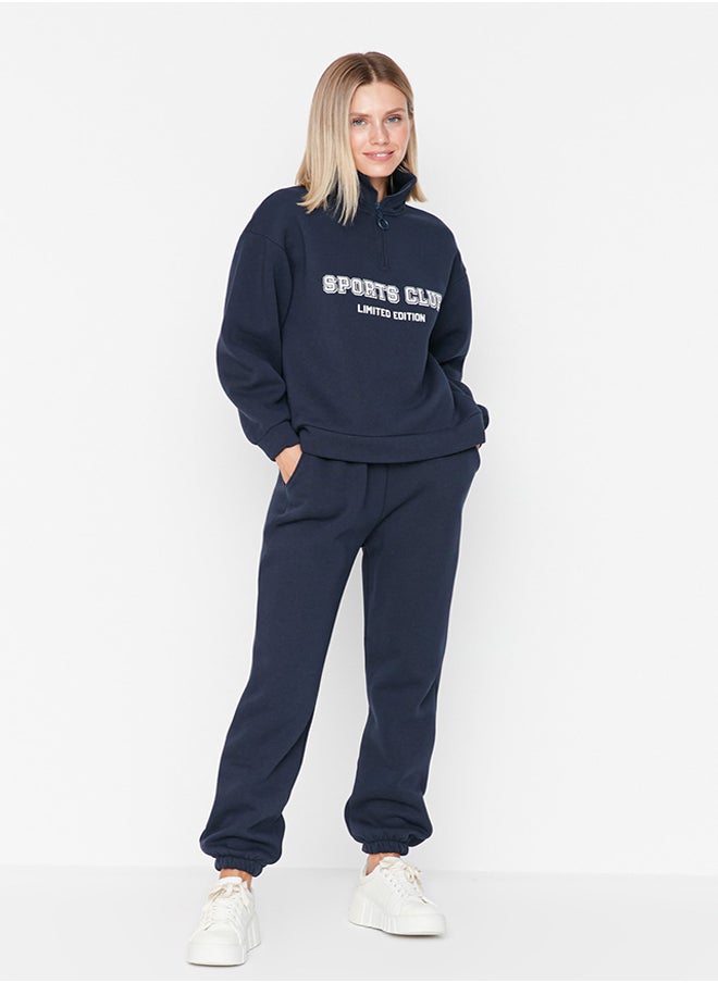 trendyol - Navy Blue Loose Jogger Fleece Inside Knitted Sweatpants TWOAW23EA00151 - Image 1