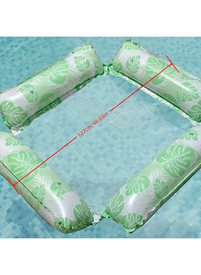 Inflatable Floating Lounge Chair With Yellow Diagonal Stripes Anti Slip Straps Pool Bed - Image 2