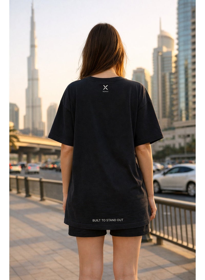 NOMAiX Essential Oversized T-Shirt | Logo Chest Print | Oversized Drop Shoulder | Unisex Streetwear | Made in UAE - Image 4