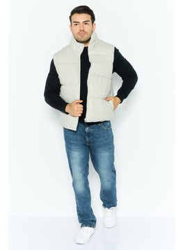 Asos Design Men Plain Puffer Jacket Vest, Light Grey  - Image 4