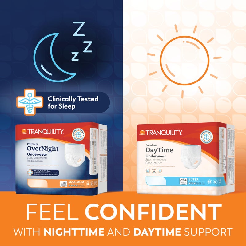 Tranquility Premium OverNight Disposable Absorbent Underwear (16 Count) - L, 44-54 in. Waist - Maximum Absorbency, All-Night Sleep, Breathable Comfort, 16 Adult Diapers - Image 3