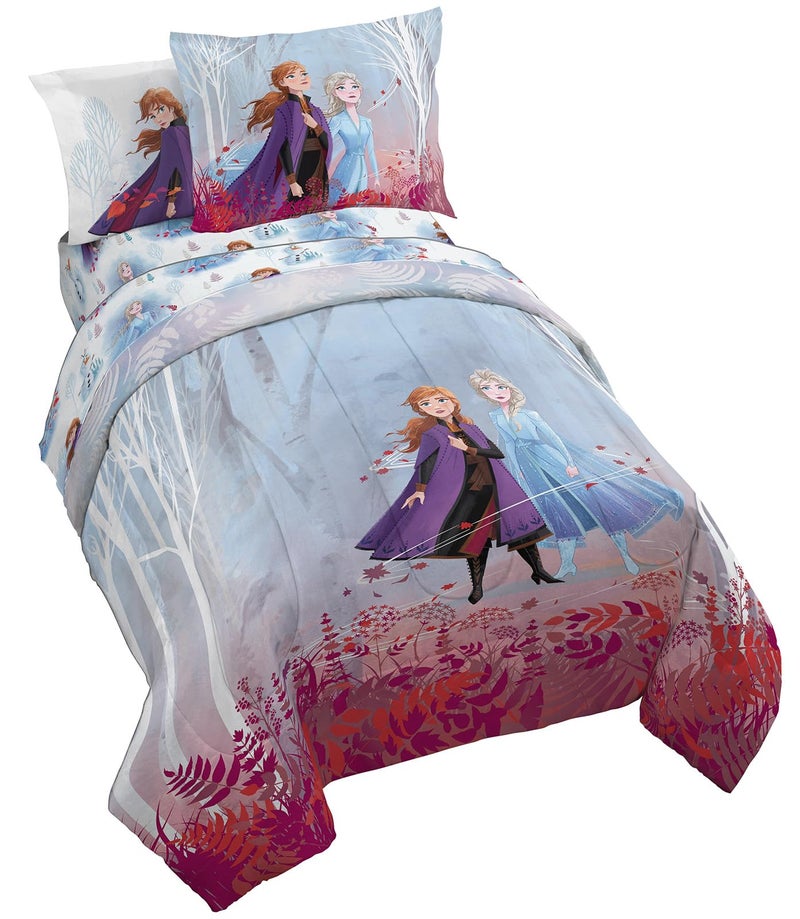 Disney Frozen 2 Forest Spirit 7 Piece Full Bed Set Includes Reversible Comforter Sheet Set Bedding Features Elsa and Anna Super Soft Fade Resistant Microfiber Official Disney Product
