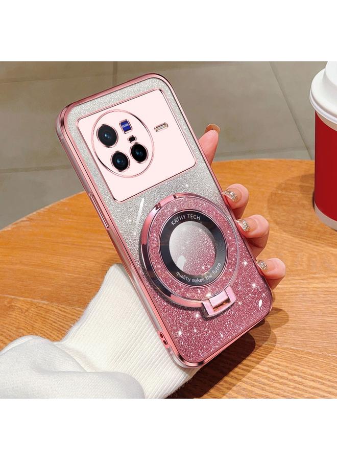 إيروريكس جراب لهاتف vivo X80، جراب دائري من مادة TPU بحامل لامع متدرج مطلي - Image 1