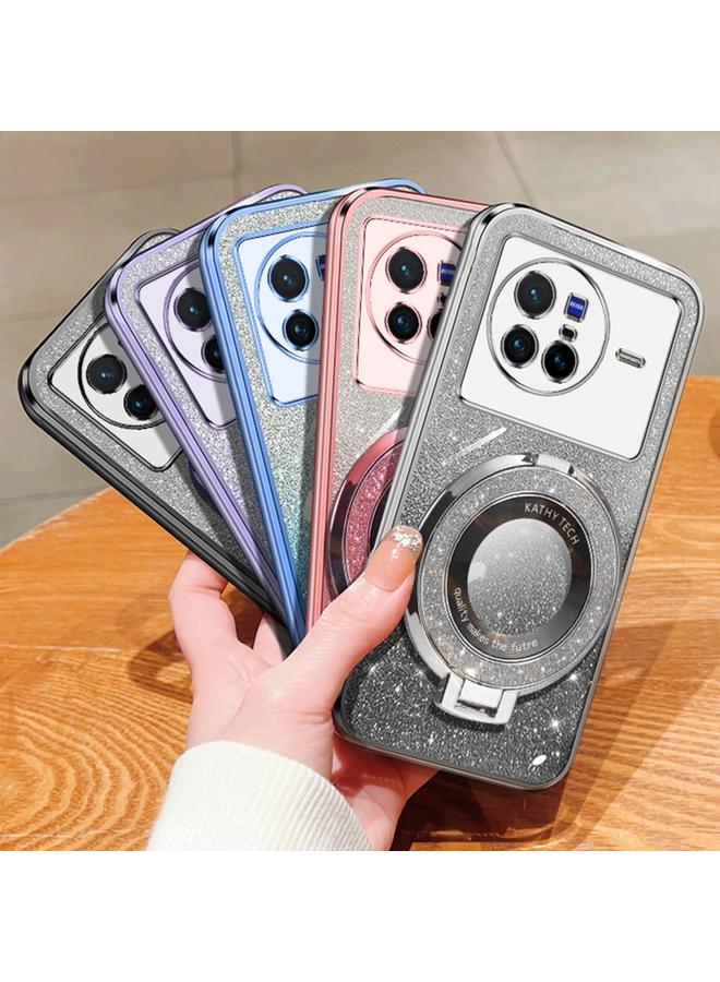 إيروريكس جراب لهاتف vivo X80، جراب دائري من مادة TPU بحامل لامع متدرج مطلي - Image 2