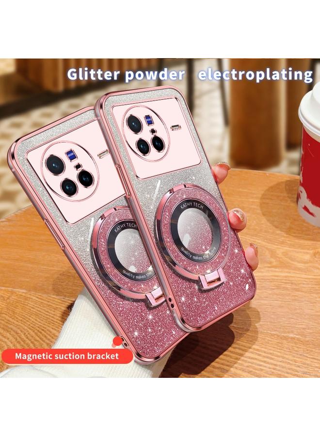 إيروريكس جراب لهاتف vivo X80، جراب دائري من مادة TPU بحامل لامع متدرج مطلي - Image 3