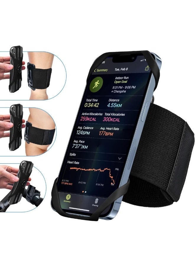 Running Armband 3 In 1 Running Phone Holder Sports Armband Bicycle Phone Holder 360° Rotatable & Detachable Running Phone Armband For 4.5-7'' IPhone Huawei For Gym Running - Image 1