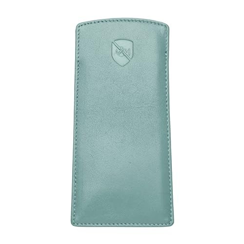 ALLEN & MATE 100% Leather Slim Glasses Case for Reading and Computer Glasses for Men & Women - Premium Lagoon - Image 1