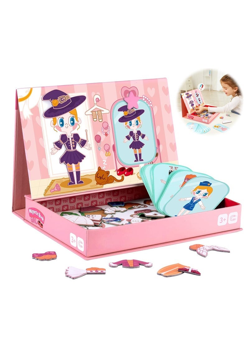 Kids Magnet Toys Magnetic Jigsaw Puzzle Boxes with Game Board for Kids Ages 3-8, Preschool Tabletop Toy for Toddlers, Portable Travel Game, Girl