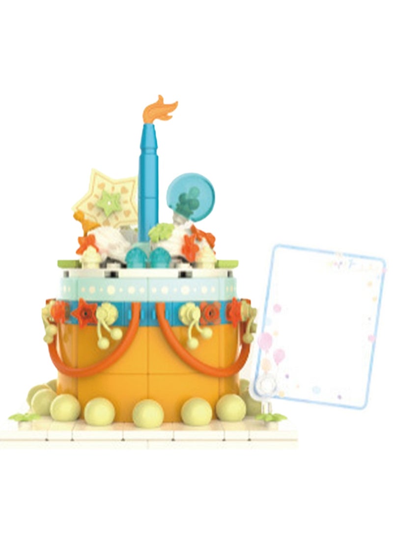 Yellow Cake Model Set Building Blocks Creative Diy Assembly Building Assembly Toys Children Adult Home Furnishings  - Image 1