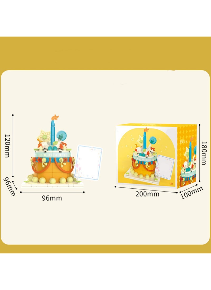 Yellow Cake Model Set Building Blocks Creative Diy Assembly Building Assembly Toys Children Adult Home Furnishings  - Image 2