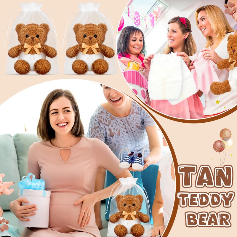 Seenelling 6 Sets Bear Blindfolded Diaper Changing Coed Baby Shower Games Kit Baby Dolls Bears Diapers for Bridal Shower Gender Reveal Games Prizes Gifts for Adults Boys Girls (Tan) - Image 4