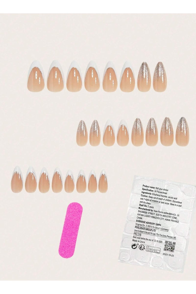Almond shaped fake nails. The box contains 24 nails with a nail file and glue - Image 2