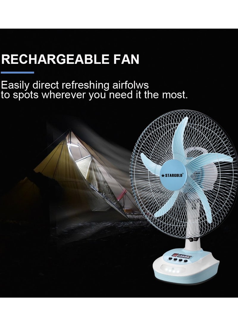 Stargold - Rechargeable Oscillating Fan 5 Speed With LED Light Fan 16inch 25W - Image 1